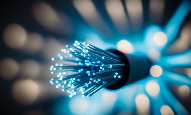 Fibre optique avec teinte bleue