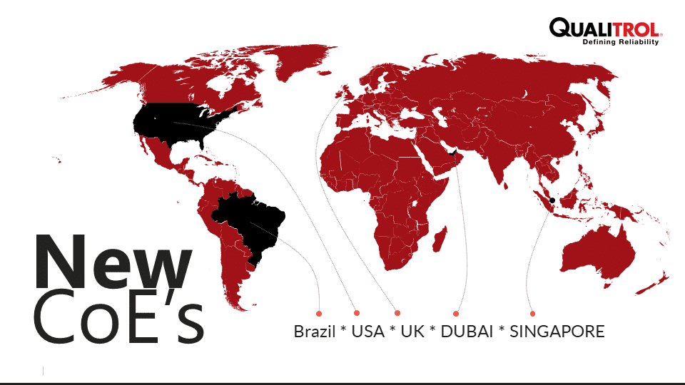 Carte mondiale des centres d'excellence (COE) de Qualitrol